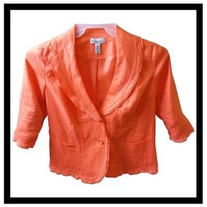Kim Rogers Petite Women's Blazer Orange Linen